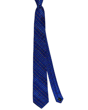 Vitaliano Pancaldi Pleated Silk Royal Blue Mini Flowers Microprint