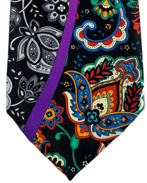 Vitaliano Pancaldi Silk Tie Black With Vibrant Multicolor Paisley Pattern