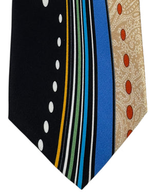 Vitaliano Pancaldi Silk Tie Black Beige Swirl