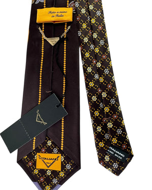 Vitaliano Pancaldi Silk Tie Brown Gold Paisley