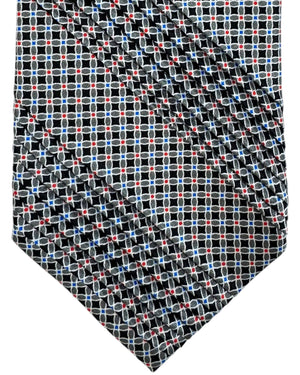 Vitaliano Pancaldi Pleated Silk Tie Black Gray Red Royal Blue