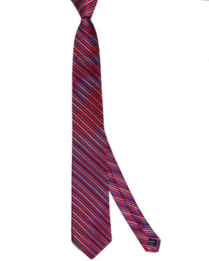 Vitaliano Pancaldi Pleated Silk Tie Red Stripes