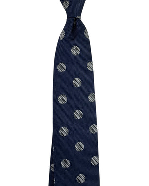 Thomas Pink Tie Navy Blue Textured Polka Dots FINAL SALE