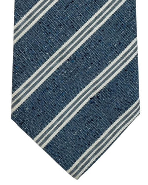 Luigi Borrelli Silk Tie Dark Blue Stripes