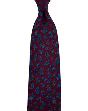 Stefano Ricci Silk Tie Maroon Blue Paisley
