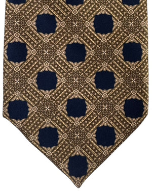 Stefano Ricci Tie Midnight Blue Brown- Gold Medallion Pattern