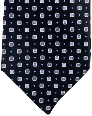Stefano Ricci Silk Tie Black Lavender Geometric
