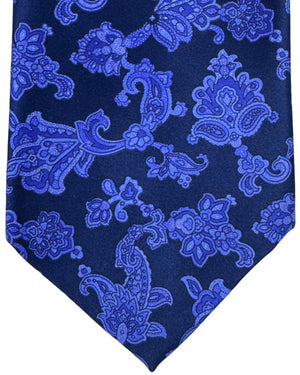 Stefano Ricci Silk Tie Midnight Blue Large Ornamental Pattern
