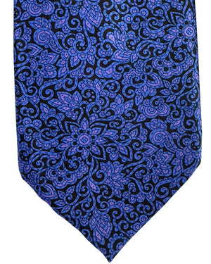 Stefano Ricci Tie Black Blue and Lilac Floral Design