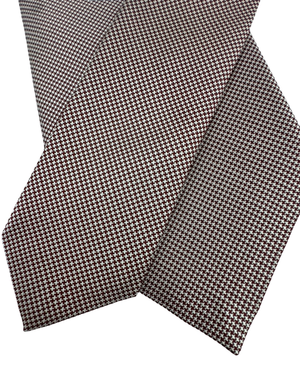 Stefano Ricci Tie Maroon Silver Micro Houndstooth - Luxury Collection