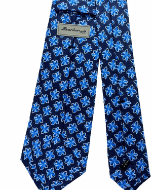 Sartorio Napoli Silk Tie Royal Blue Navy Flowers