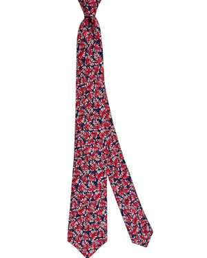 Sartorio Napoli Sevenfold Tie Red Navy Leafs