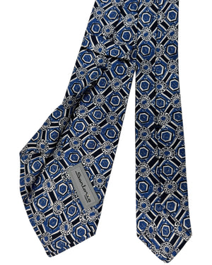 Sartorio Sevenfold Tie Dark Blue White Design