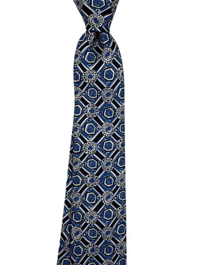 Sartorio Napoli Sevenfold Tie Dark Blue White Design