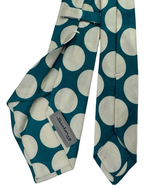 Sartorio Napoli Sevenfold Tie Petrol White Large Dots