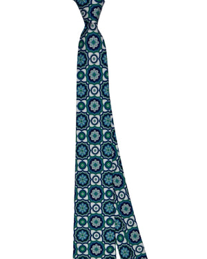 Sartorio Napoli Sevenfold Tie Green Blue White Ornamental Tile Design