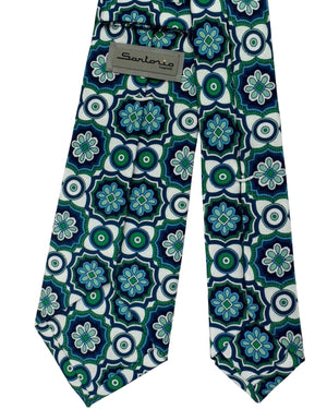 Sartorio Tie Green Blue White Ornamental Tile Design