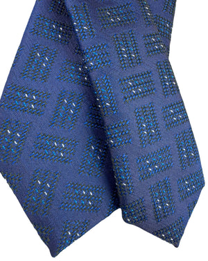 Sartorio Napoli Tie Sapphire Blue Block Pattern