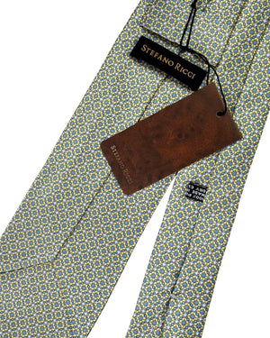 Stefano Ricci Silk Tie Yellow Metal Blue Geometric