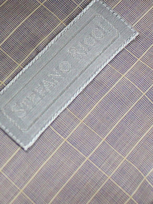 Stefano Ricci Short Sleeve Shirt Lavender Windowpane Design 43 - 17 SALE