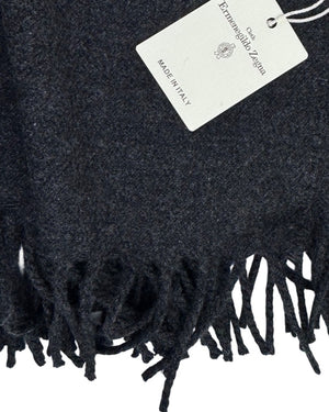 Tessitura Di Novara Cashmere Throw Blanket Dark Gray - Zegna Fabrics SALE