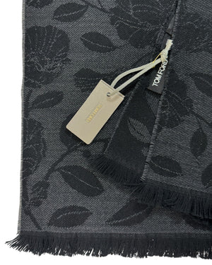 Tom Ford Scarf Black Gray Floral New