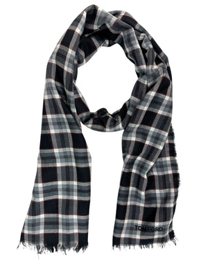 Tom Ford Wool Scarf Gray Check SALE