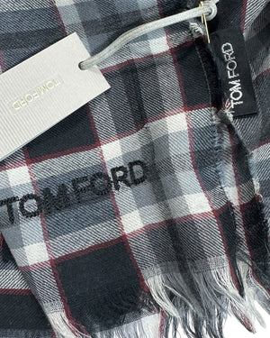 Tom Ford Wool Scarf Gray Check SALE