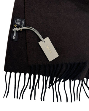 Tom Ford Cashmere Scarf Dark Brown Fringe