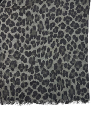 Tom Ford Scarf Gray Black Cheetah Design - Wool Silk Extra Large Shawl