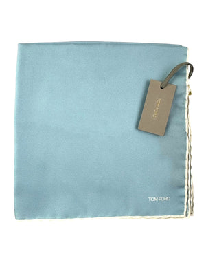 Tom Ford Pocket Square Sky Blue White Edge New
