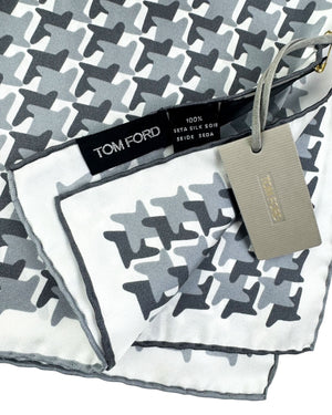 Tom Ford Pocket Square Gray Black Houndstooth