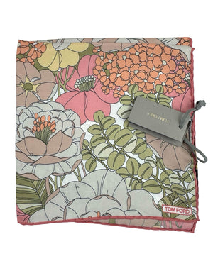 Tom Ford Silk Pocket Square Pink Floral