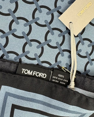 Tom Ford Silk Pocket Square Metal Gray Geometric Design