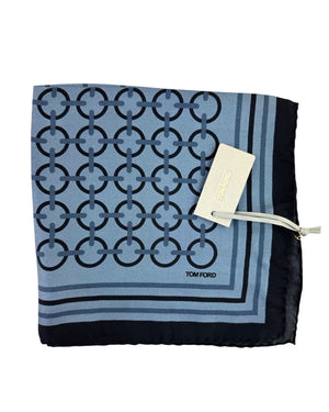 Tom Ford Silk Pocket Square Metal Gray Geometric Design