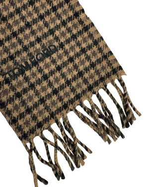 Tom Ford Scarf Brown Houndstooth Check - Wool Cashmere