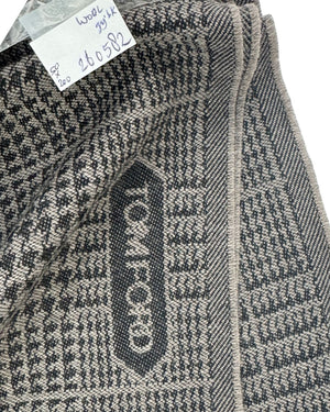 Tom Ford Wool Scarf Glen Check Gray