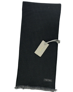 Tom Ford Scarf Black Silver Dots Design - Wool Shawl Men Collection
