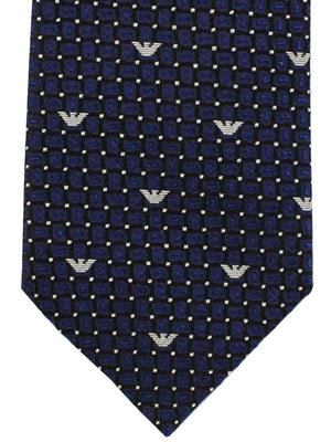 Armani Tie Dark Blue Black Logos