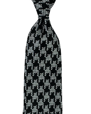 Tom Ford Silk Tie Black Silver Grey Black Houndstooth Design