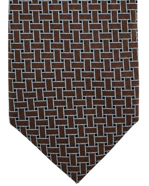 Massimo Valeri 11 Fold Tie Brown Design - Sartorial Elevenfold Necktie