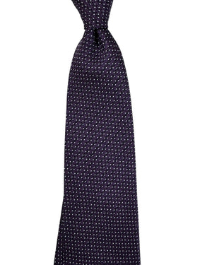 Massimo Valeri Extra Long Tie Purple Silver Micro Dots - Hand Made In Italy