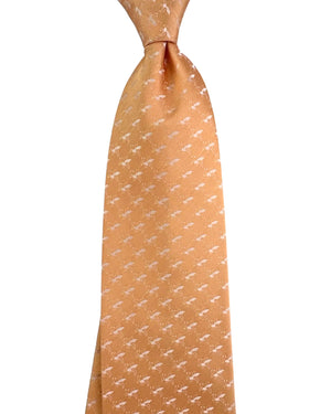 Valextra Silk Tie Peach Bee Motif - Wide Necktie BLACK FRIDAY SALE