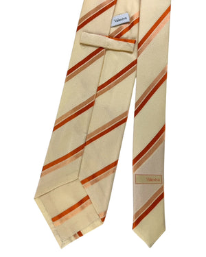 Valextra Silk Tie Peach Creram Stripes - Wide Necktie FINAL SALE