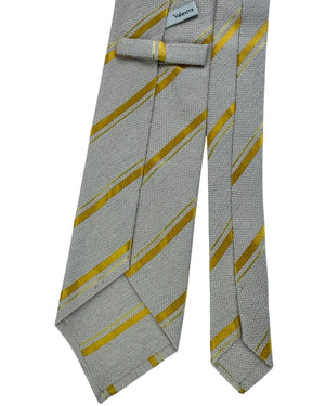 Valextra Silk Tie Yellow Gold And Taupe Stripe - Wide Necktie