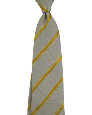Valextra Silk Tie Gray Olive-Gold Stripes - Wide Necktie FINAL SALE