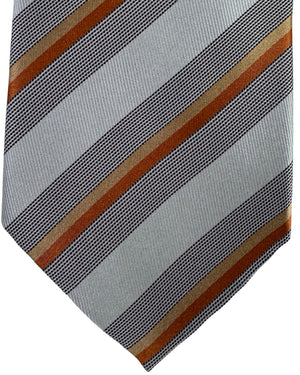 Valextra Silk Tie Gray Stripes - Wide Necktie