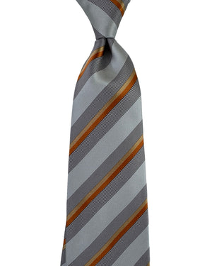 Valextra Silk Tie Gray Stripes - Wide Necktie