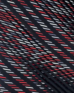 Vitaliano Pancaldi Pleated Silk Tie Black Red Maroon Gray