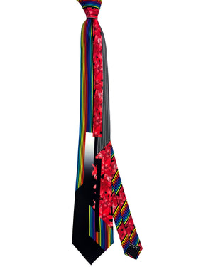 Vitaliano Silk Tie Black Red Floral - Vitaliano Pancaldi